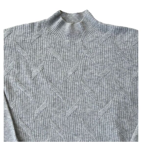 Isaac Mizrahi Cashmere Mock Neck Cable Sweater Women's Size Large Gray Soft - Picture 5 of 7